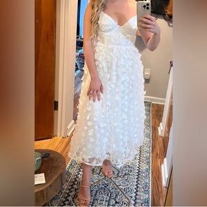 Lulus Whimsical Wishes White 3D Floral
Bustier Midi Dress